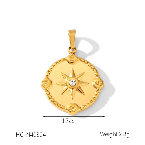 Wholesale Jewelry Stainless Steel Geometric Moon Eight Mans Star Pendant With Electroplating