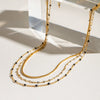 Wholesale Jewelry Stainless Steel Geometric Multilayer Stacked Drip Necklace Electroplated Titanium Steel For Women