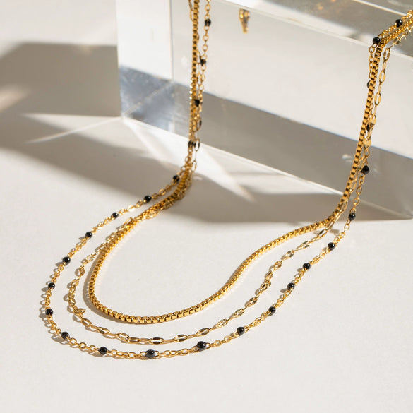 Wholesale Jewelry Stainless Steel Geometric Multilayer Stacked Drip Necklace Electroplated Titanium Steel For Women