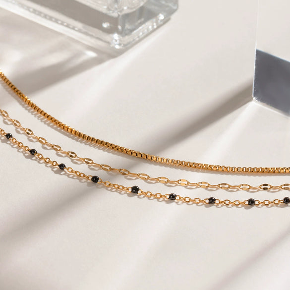 Wholesale Jewelry Stainless Steel Geometric Multilayer Stacked Drip Necklace Electroplated Titanium Steel For Women