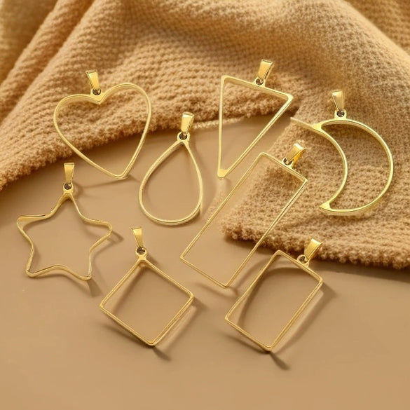 Wholesale Jewelry Stainless Steel Geometric Multishaped Rectangular Electroplated Earrings Pendant Necklace