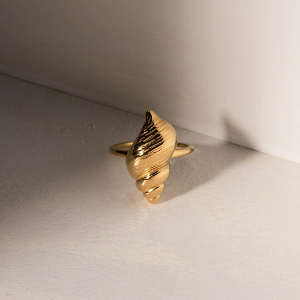 Wholesale Jewelry Stainless Steel Geometric Ocean Texture Conch Ring Electroplated For Women