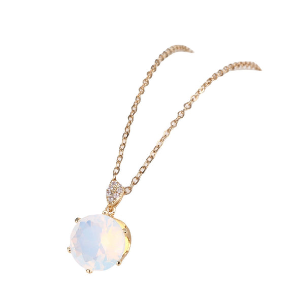 Wholesale Jewelry Stainless Steel Geometric Opal Necklace Women's Hip Hop Retro Classic Ochain Electroplating