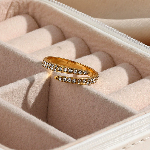 Wholesale Jewelry Stainless Steel Geometric Open Ring For Women 18K Gold Plated