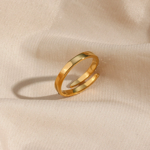 Wholesale Jewelry Stainless Steel Geometric Open Ring For Women 18K Gold Plated