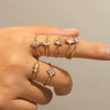 Wholesale Jewelry Stainless Steel Geometric Open Ring For Women With Electroplating And Zircon Inlay