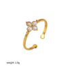 Wholesale Jewelry Stainless Steel Geometric Open Ring For Women With Electroplating And Zircon Inlay