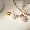Wholesale Jewelry Stainless Steel Geometric Pearl Earrings With Electroplating For Women Natural Style
