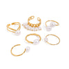 Wholesale Jewelry Stainless Steel Geometric Pearl Ring Electroplated Simple Elegant Light Luxury Women's