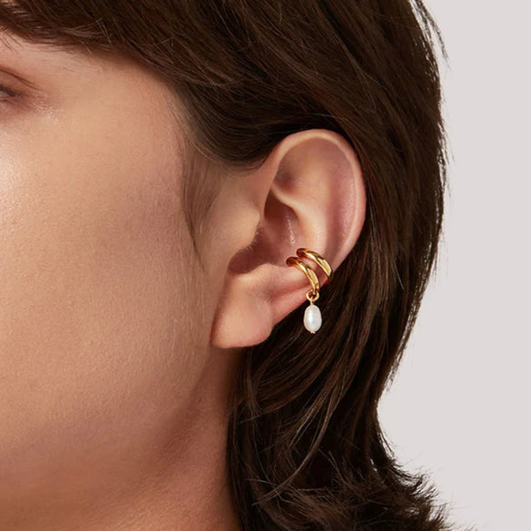 Wholesale Jewelry Stainless Steel Geometric Pendant Ear Clip Earrings Electroplated