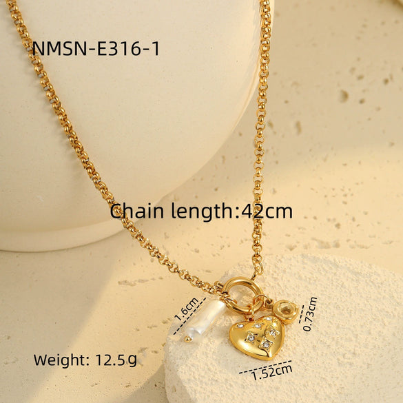 Wholesale Jewelry Stainless Steel Geometric Pendant Necklace And Bracelet With Electroplating For Women
