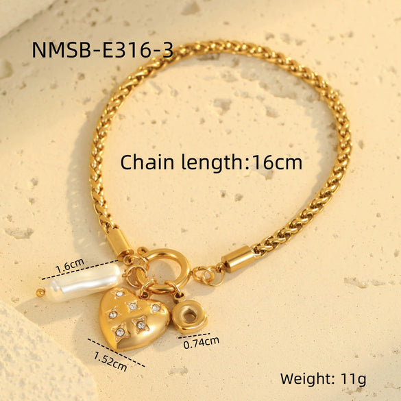 Wholesale Jewelry Stainless Steel Geometric Pendant Necklace And Bracelet With Electroplating For Women