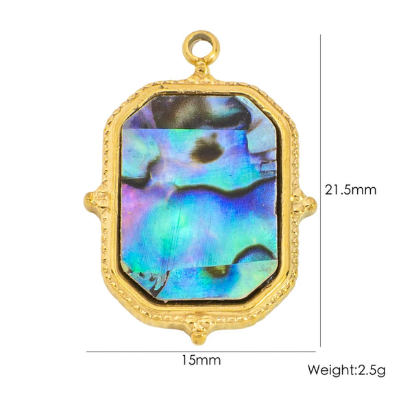 Wholesale Jewelry Stainless Steel Geometric Pendant With Natural Stone And Furnace Electroplating