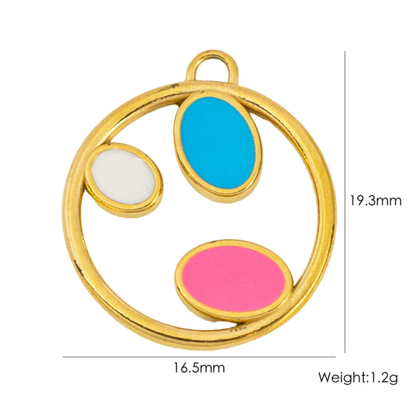 Wholesale Jewelry Stainless Steel Geometric Pendant With Natural Stone And Furnace Electroplating