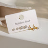 Wholesale Jewelry Stainless Steel Geometric Plain Ring Earrings Electroplated For Women