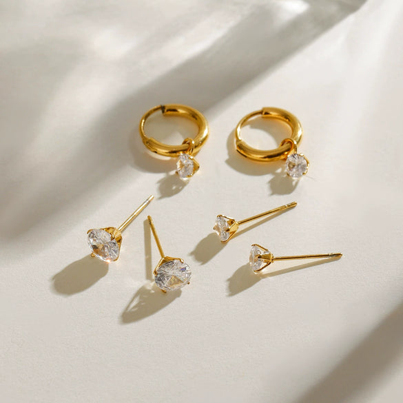 Wholesale Jewelry Stainless Steel Geometric Plain Ring Earrings Electroplated For Women