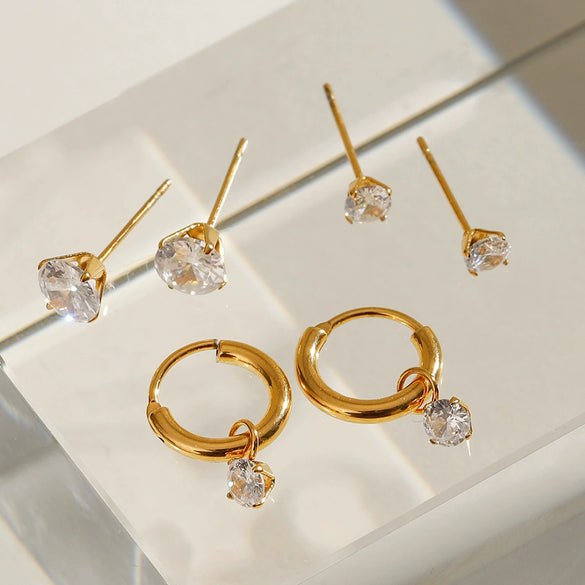 Wholesale Jewelry Stainless Steel Geometric Plain Ring Earrings Electroplated For Women