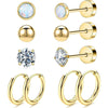 Wholesale Jewelry Stainless Steel Geometric Plant Flowers Style Electroplating Stud Earrings