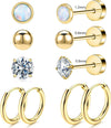 Wholesale Jewelry Stainless Steel Geometric Plant Flowers Style Electroplating Stud Earrings