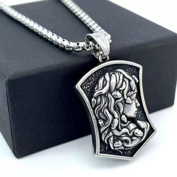 Wholesale Jewelry Stainless Steel Geometric Polishing Pendant Necklace Ancient Greek Mythology Belief Series
