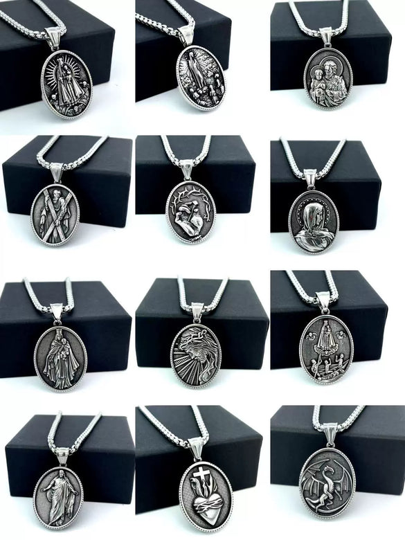 Wholesale Jewelry Stainless Steel Geometric Polishing Pendant Necklace Ancient Greek Mythology Belief Series