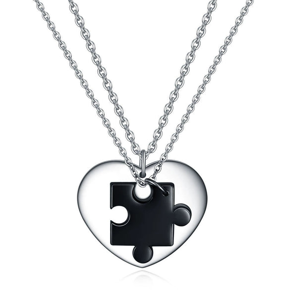 Wholesale Jewelry Stainless Steel Geometric Puzzle Pendant Necklace For Couple With Electroplating Ochain