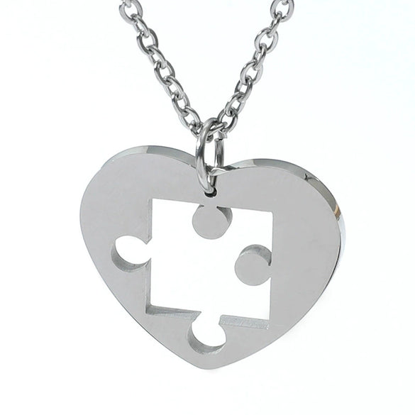 Wholesale Jewelry Stainless Steel Geometric Puzzle Pendant Necklace For Couple With Electroplating Ochain