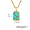 Wholesale Jewelry Stainless Steel Geometric Rectangular Turquoise Tiger Eye Lapis Pendant Necklace For Men Electroplated
