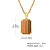 Wholesale Jewelry Stainless Steel Geometric Rectangular Turquoise Tiger Eye Lapis Pendant Necklace For Men Electroplated