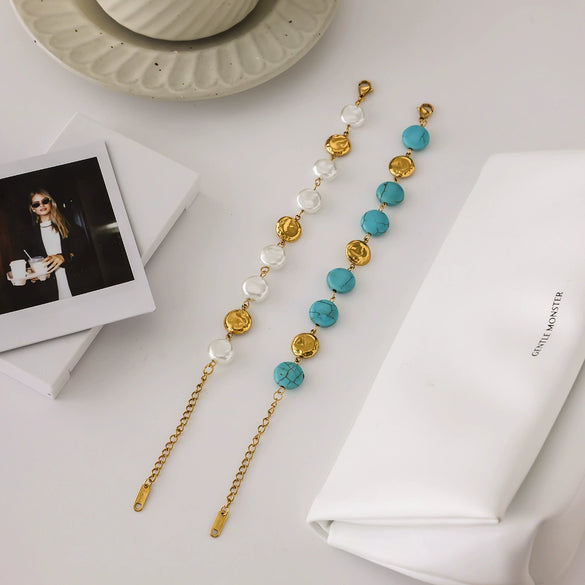 Wholesale Jewelry Stainless Steel Geometric Retro Style Electroplated Women's Bracelet