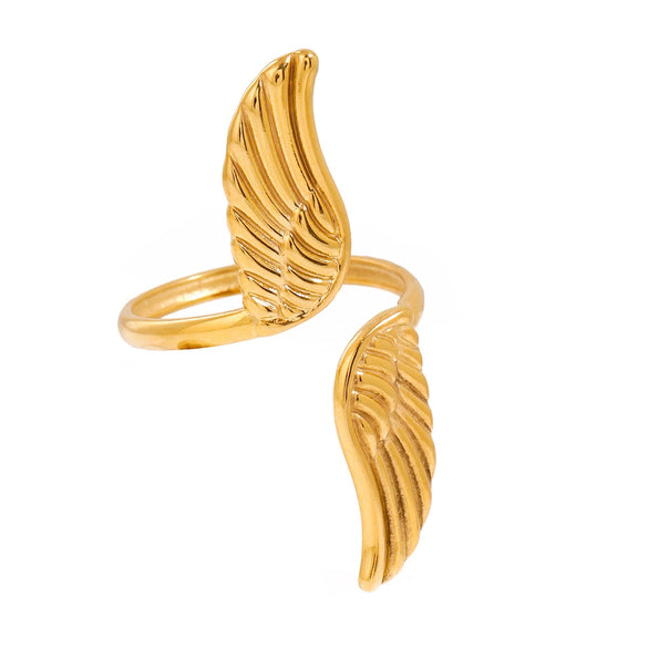 Wholesale Jewelry Stainless Steel Geometric Retro Style Peace Wings Ring