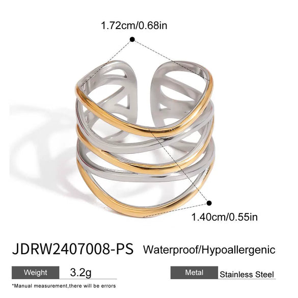 Wholesale Jewelry Stainless Steel Geometric Ring Electroplating For Women