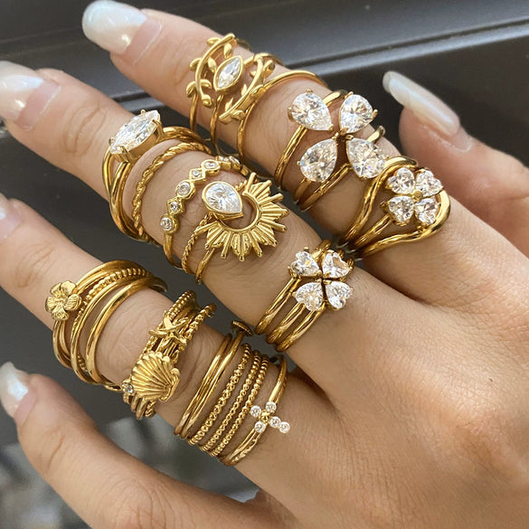 Wholesale Jewelry Stainless Steel Geometric Ring Electroplating For Women
