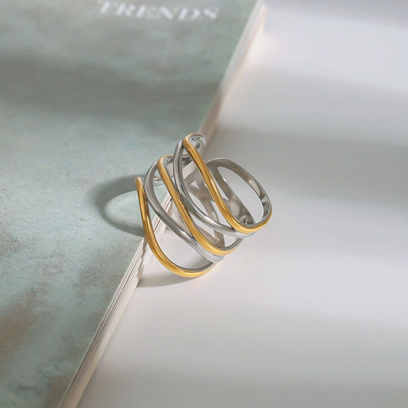Wholesale Jewelry Stainless Steel Geometric Ring Electroplating For Women