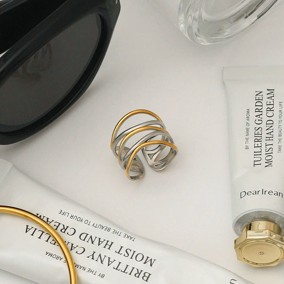 Wholesale Jewelry Stainless Steel Geometric Ring Electroplating For Women