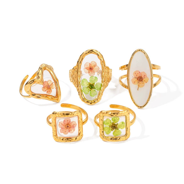 Wholesale Jewelry Stainless Steel Geometric Ring Electroplating Women's
