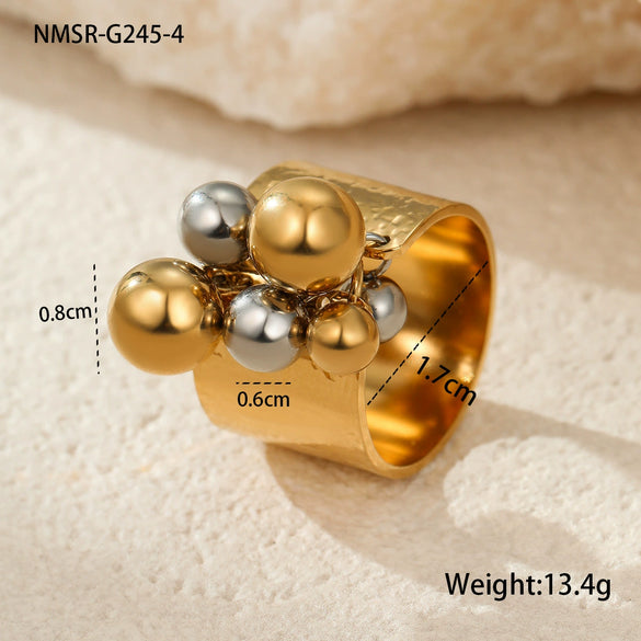 Wholesale Jewelry Stainless Steel Geometric Ring Light Luxury Style Electroplated For Women