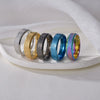 Wholesale Jewelry Stainless Steel Geometric Ring Sand Surface Vacuum Plating
