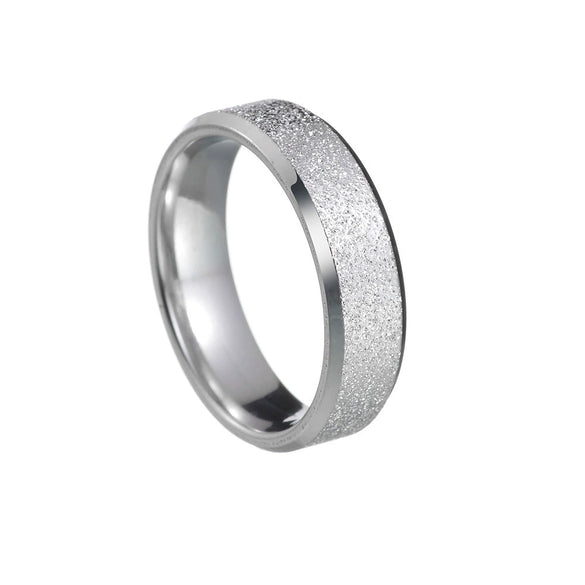 Wholesale Jewelry Stainless Steel Geometric Ring Sand Surface Vacuum Plating