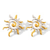 Wholesale Jewelry Stainless Steel Geometric Rotating Thread Sun Earrings Electroplated Light Luxury Style For Women