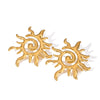 Wholesale Jewelry Stainless Steel Geometric Rotating Thread Sun Earrings With Electroplating For Women