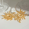 Wholesale Jewelry Stainless Steel Geometric Rotating Thread Sun Earrings With Electroplating For Women