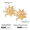 Wholesale Jewelry Stainless Steel Geometric Rotating Thread Sun Earrings With Electroplating For Women