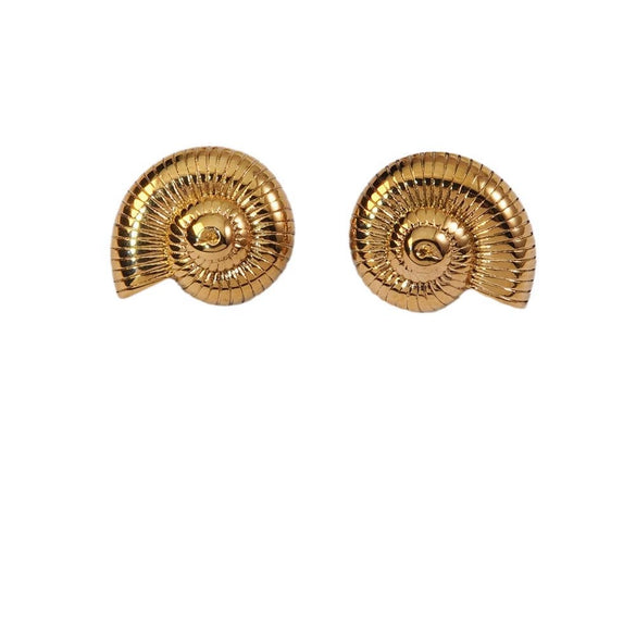Wholesale Jewelry Stainless Steel Geometric Spiral Conchshaped Electroplated Cool Style Women's Earrings