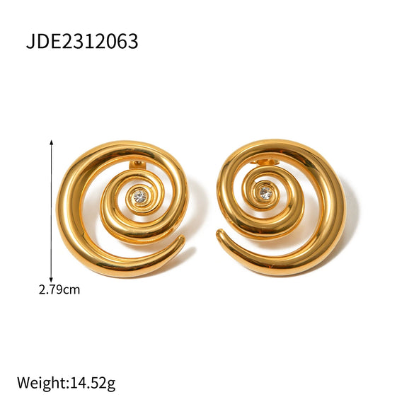 Wholesale Jewelry Stainless Steel Geometric Spiral Earrings For Women Electroplated