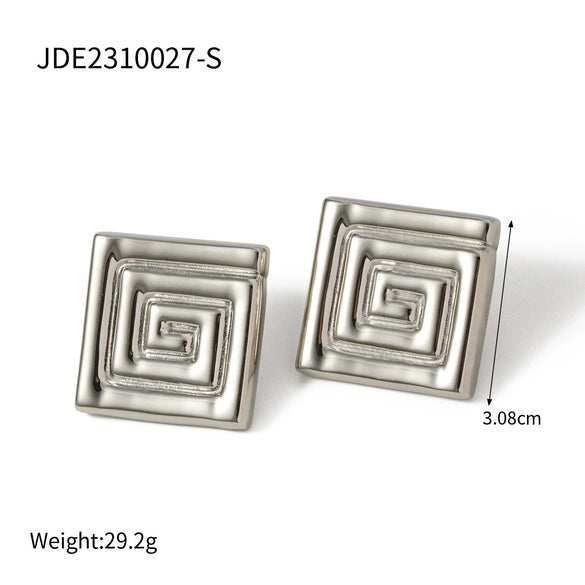 Wholesale Jewelry Stainless Steel Geometric Spiral Earrings For Women Electroplated