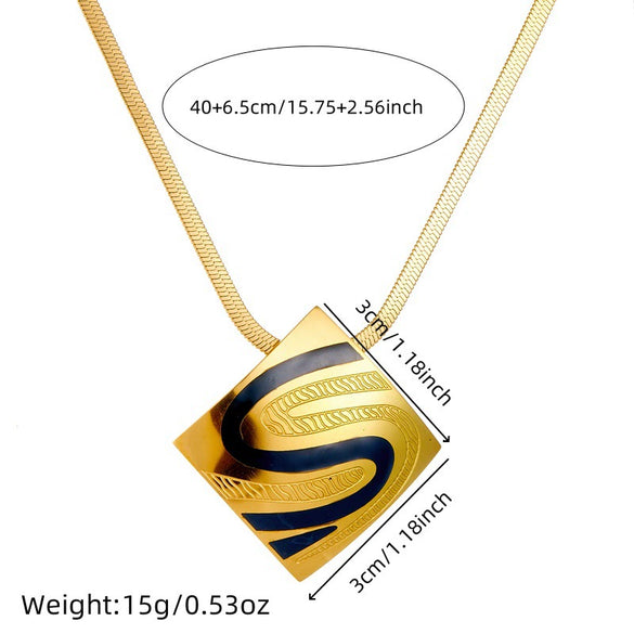 Wholesale Jewelry Stainless Steel Geometric Square Gold Plated Electroplated Ring Earring Necklace Set For Women