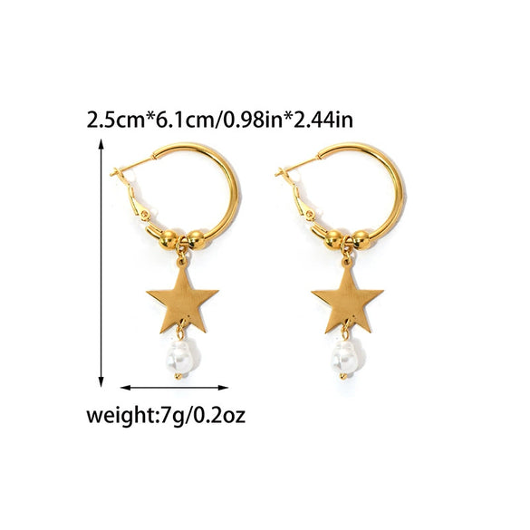 Wholesale Jewelry Stainless Steel Geometric Star Shape Electroplating Tassel Earrings For Women