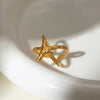 Wholesale Jewelry Stainless Steel Geometric Starfish Open Ring Electroplated