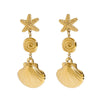 Wholesale Jewelry Stainless Steel Geometric Starfish Shell Pendant Earrings 18K Gold Electroplated Quiet Minimalist Design